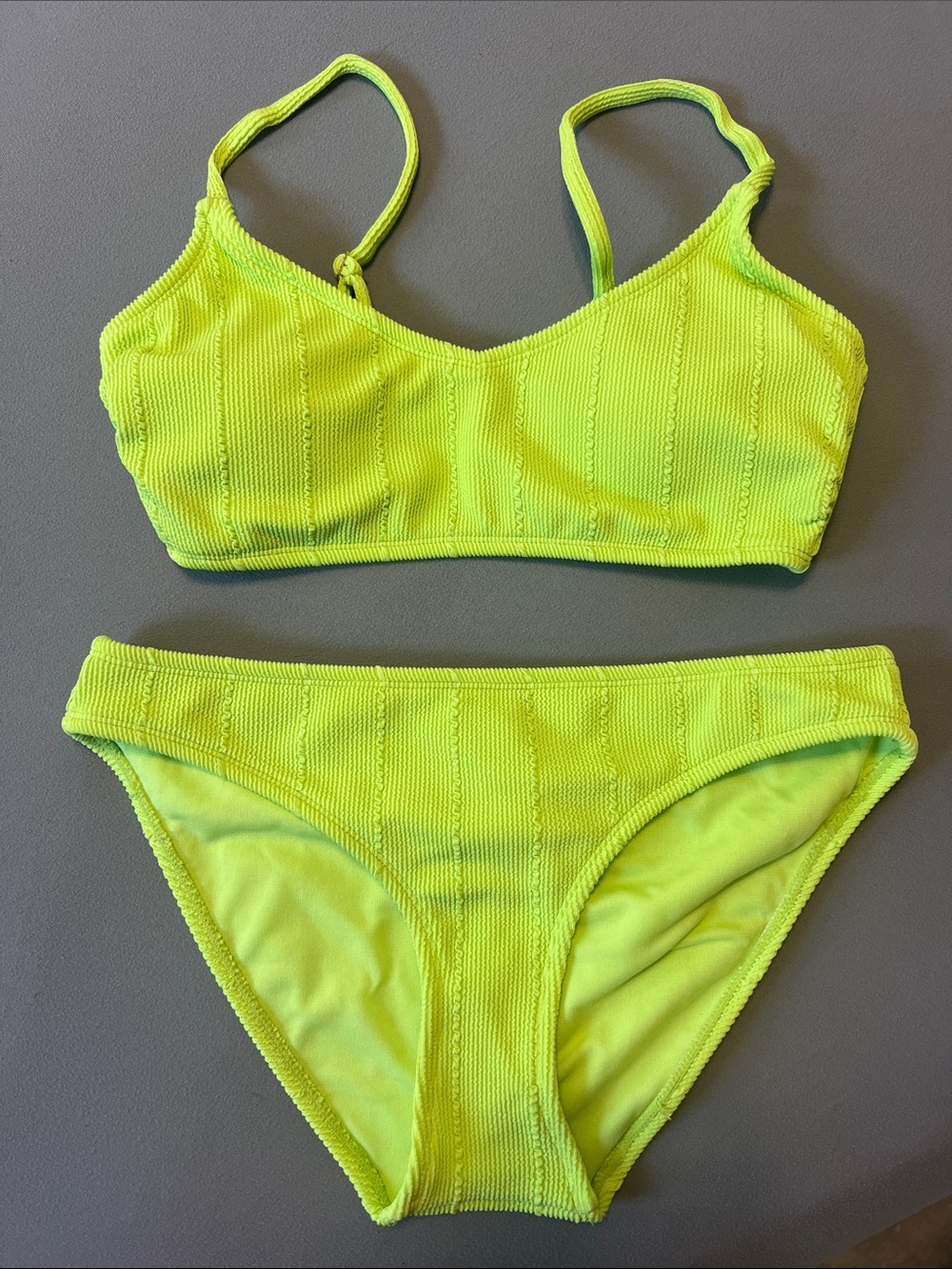 Neon Lime Ribbed Bikini Set - Women Swimwear